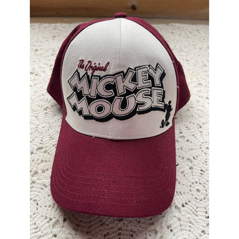 Disney Parks Mickey Mouse Logo Red Authentic Original Baseball Cap Hat Adult